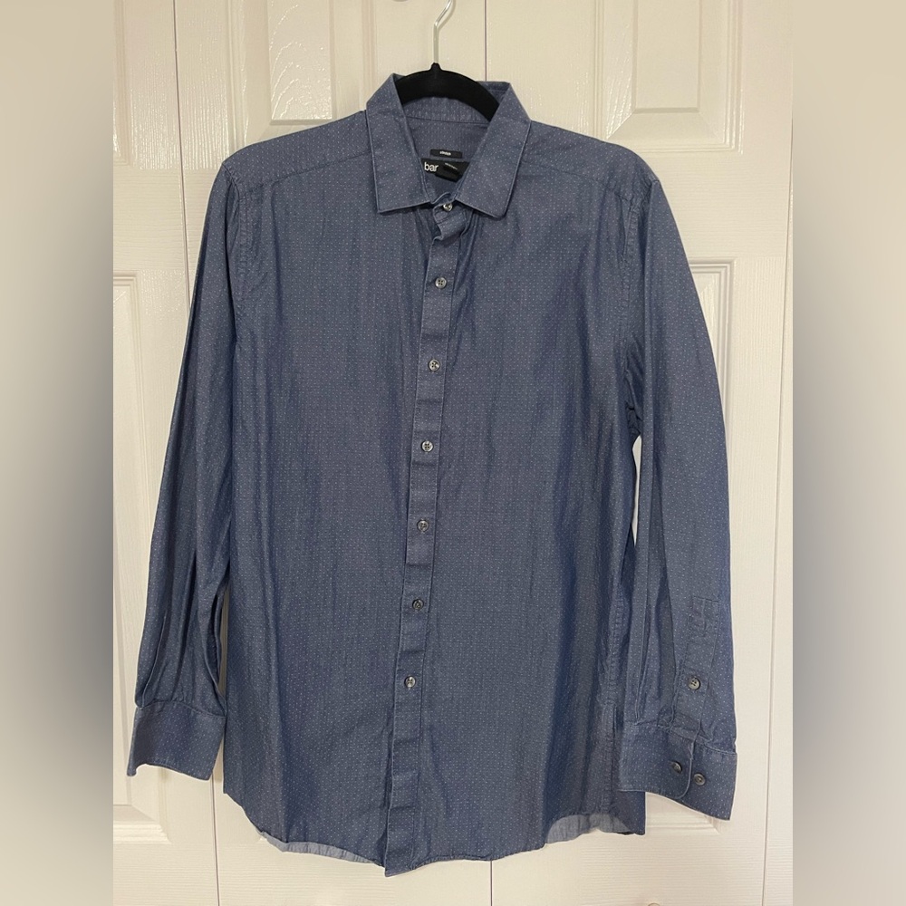 Bar III Men's Blue Microdot Dress Shirt